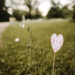Petit coeur plantée dans l'allée de la cérémonie.
